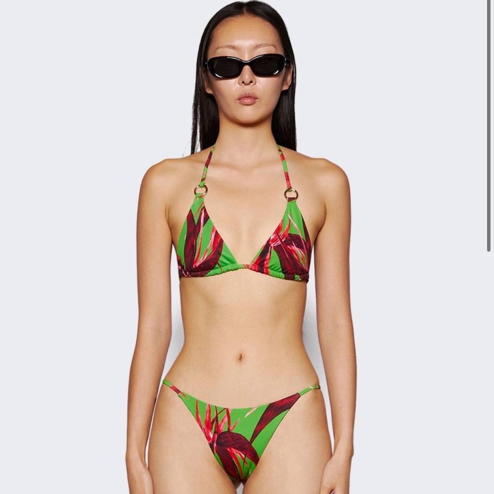 Louisa Ballou Vibrant Green and Red Bikini Set
